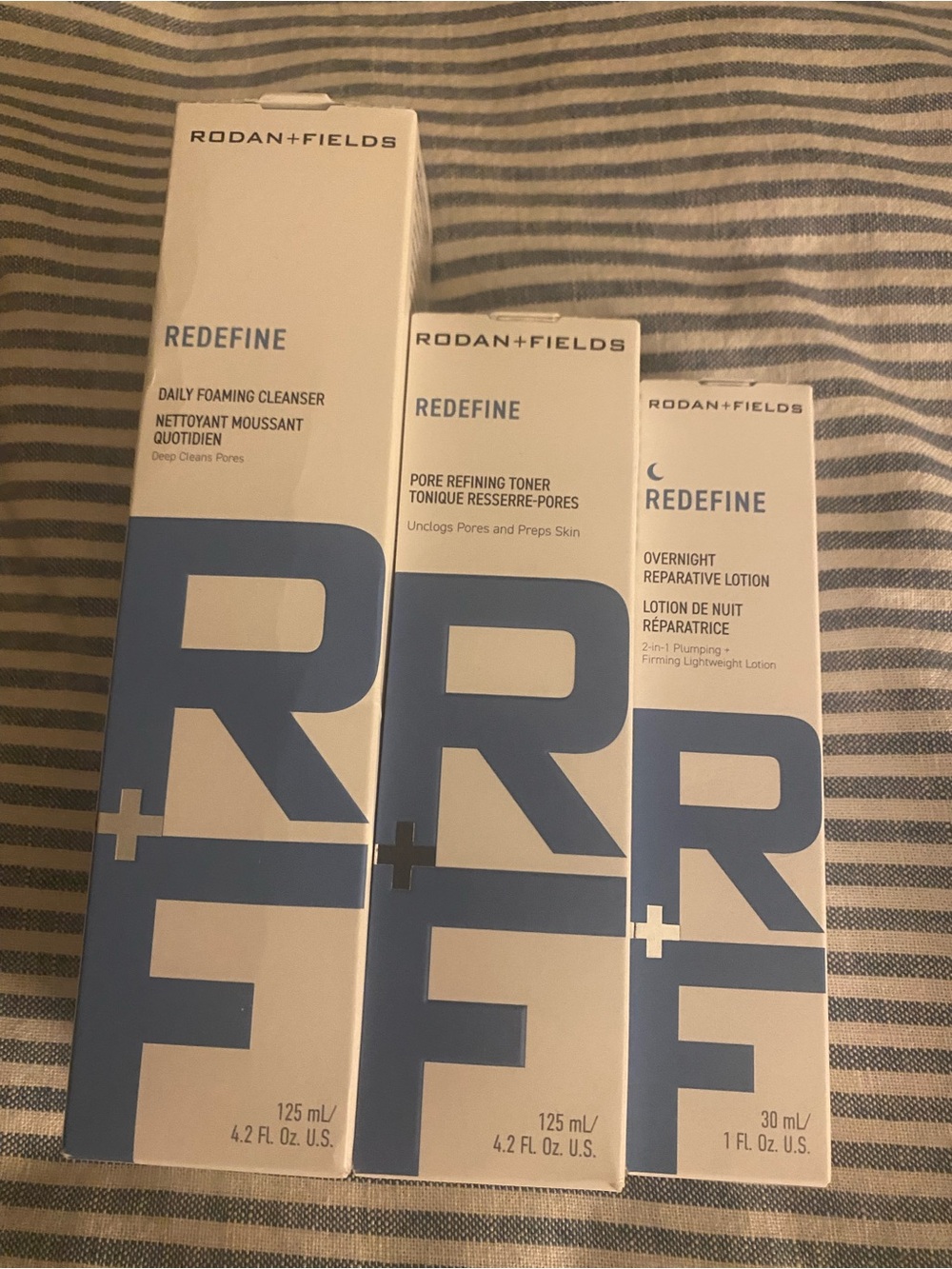 Rodan + Fields REDEFINE Skincare Trio in White & Blue Packaging